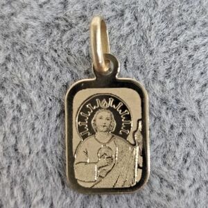 ORO 10K Medalla San Judas Tadeo Religious Charm Pendant Saint Jude Thaddeus